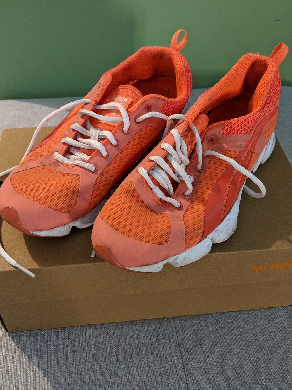 Puma Puma Orange Mesh Athletic Sneakers with White Soles